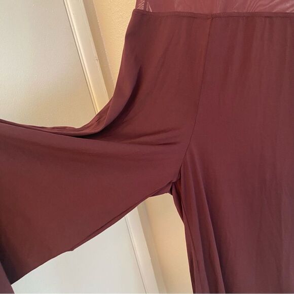 WEISSMAN Balera Dance Costume burgundy Culotte Unitard With Mesh MJ11187 MA - Picture 7 of 13